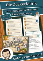 Vorschau - Arbeitsblätter - Die Zuckerfabrik – Lesespurgeschichte mit Rätselaufgaben (Klasse 8) - Deckblatt