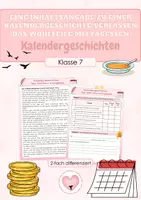 Vorschau - Arbeitsblätter - Kalendergeschichten | Das wohlfeile Mittagessen | Johann Peter Hebel | Inhaltsangabe | Arbeitsblätter | Klasse 7 | Deutsch - Deckblatt