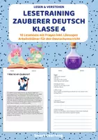 Vorschau - Stundenentwürfe - Lesetraining Zauberer Klasse 4 – Leseverständnis mit Lösungen - Deckblatt