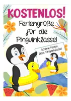 Vorschau - Mal- und Bastelvorlagen - Kostenlos - Feriengrüße Pinguinklasse - Deckblatt