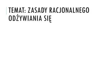zapowiedź - Prezentacja - Zasady racjonalnego odżwywiania się - obwoluta