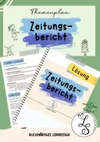 Vorschau - Unterrichtsreihen - Zeitungsbericht verfassen - rückwärtiges Lerndesign - Deckblatt