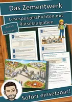 Vorschau - Mal- und Bastelvorlagen - Das Zementwerk – Lesespurgeschichte mit Rätselaufgaben (Klasse 9) - Deckblatt