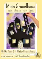 Vorschau - Mal- und Bastelvorlagen - Halloween Gruselhaus basteln - Kunst Grundschule Herbst Klasse 2, Kunst Klasse 3 - Deckblatt