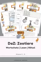 Vorschau - Stationenlernen - DaZ: Zootiere - Übungen, Spiele, Rätsel & Malaufgaben - Deckblatt