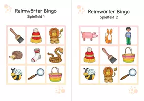 Vorschau - Spiele - Reimwörter spielerisch üben | Bingo für Vorschule und Grundschule - Seite 1