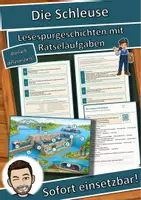 Vorschau - Mal- und Bastelvorlagen - Die Schleuse – Lesespurgeschichte mit Rätselaufgaben (Klasse 8) - Deckblatt