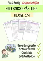 Vorschau - Test - ERLEBNISERZÄHLUNG I Fix & Fertig Korrekturhilfen I Kriterien, Checkliste, Notenschlüssel, Selbstreflexion I Klasse 3/4 I Editierbar - Seite 1