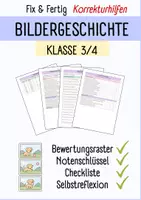 Vorschau - Klassenarbeiten - BILDERGESCHICHTE I Fix & Fertig Korrekturhilfen I Kriterien, Checkliste, Notenschlüssel, Selbstreflexion I Klasse 3/4 I Editierbar - Deckblatt