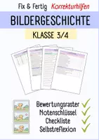 Vorschau - Klassenarbeiten - BILDERGESCHICHTE I Fix & Fertig Korrekturhilfen I Kriterien, Checkliste, Notenschlüssel, Selbstreflexion I Klasse 3/4 I Editierbar - Seite 1