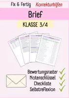 Vorschau - Test - BRIEF I Fix & Fertig Korrekturhilfen I Kriterien, Checkliste, Notenschlüssel, Selbstreflexion I Klasse 3/4 I Editierbar - Deckblatt