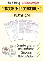 Vorschau - Test - PERSONENBESCHREIBUNG I Fix & Fertig Korrekturhilfen I Kriterien, Checkliste, Notenschlüssel, Selbstreflexion I Klasse 3/4 I Editierbar - Seite 1
