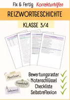 Vorschau - Test - REIZWORTGESCHICHTE I Fix & Fertig Korrekturhilfen I Kriterien, Checkliste, Notenschlüssel, Selbstreflexion I Klasse 3/4 I Editierbar - Deckblatt