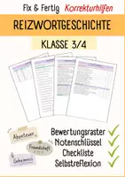 Vorschau - Test - REIZWORTGESCHICHTE I Fix & Fertig Korrekturhilfen I Kriterien, Checkliste, Notenschlüssel, Selbstreflexion I Klasse 3/4 I Editierbar - Seite 1
