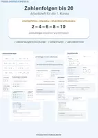 Vorschau - Arbeitsblätter - Zahlenfolgen bis 20 Arbeitsheft - Deckblatt