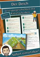 Vorschau - Mal- und Bastelvorlagen - Der Deich – Lesespurgeschichte mit Rätselaufgaben (Klasse 8) - Deckblatt