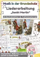 Vorschau - Unterrichtsreihen - Sankt Martin ritt durch Schnee und Wind | Liederarbeitung mit Noten & Arbeitsblättern Klasse 1–3 Herbst - Deckblatt