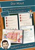 Vorschau - Arbeitsblätter - Die Haut – Lesespurgeschichte mit Rätselaufgaben (Klasse 8) - Deckblatt