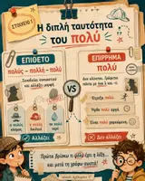 Προεπισκόπηση - Υποστηρικτικό υλικό / Ειδική αγωγή - Πολύς, Πολλή, Πολύ – Ο Ανιχνευτής του Σωστού Τύπου | Οπτικοποιημένη Γραμματική Δημοτικού - Σελίδα 1