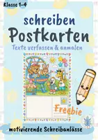 Vorschau - Mal- und Bastelvorlagen - Kostenlos: Sommerferien-Postkarte Jahrmarkt | Schreiben & Ausmalen Klasse 1–4 - Deckblatt