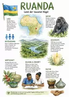 Vorschau - Arbeitsblätter - Lernposter + Arbeitsblätter zum Thema "Ruanda" + Lösung & MP3 + Mindmap + Infografik - Deckblatt
