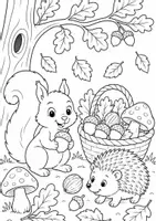 Vorschau - Mal- und Bastelvorlagen - 10 herbstliche Ausmalbilder! Herbst – Tiere, Kinder & Natur für die Grundschule - Seite 1