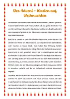 anteprima - Esercizi - Der Advent – Warten auf Weihnachten – Grammatik & Leseverständnis NATALE IN GERMANIA - Pagina 1