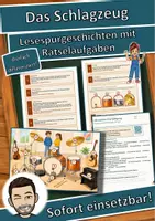 Vorschau - Arbeitsblätter - Das Schlagzeug – Lesespurgeschichte mit Rätselaufgaben (Klasse 8) - Deckblatt