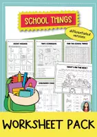 Προεπισκόπηση - Φύλλα εργασίας - School Things – Σχολικά αντικείμενα στα Αγγλικά | διαφοροποιημένα φύλλα εργασίας Γ΄–Ε΄ Δημοτικού - Εξώφυλλο