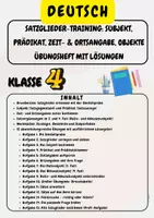 Vorschau - Arbeitsblätter - Satzglieder-Training: Subjekt, Prädikat, Zeit- & Ortsangabe, Objekte Übungsheft mit Lösungen Klasse 4 - Deckblatt