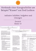 Vorschau - Arbeitsblätter - Merkmale einer Kurzgeschichte am Beispiel "Wasser" von Fred Leebron - inklusive Infoblatt, Aufgaben und Lösungen - Deckblatt