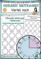 Vorschau - Arbeitsblätter - DaZ - Uhrzeit eintragen - Viertel nach - DaZ / Mathematik - Deckblatt