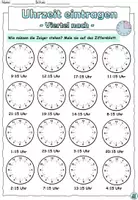 Vorschau - Arbeitsblätter - DaZ - Uhrzeit eintragen - Viertel nach - DaZ / Mathematik - Seite 1