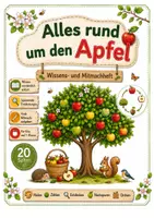 Vorschau - Arbeitsblätter - Alles rund um den Apfel: Wissens- & Mitmachheft – Interaktives Arbeitsheft für den Herbst (Kita, Vorschule & Klasse 1–2) - Deckblatt