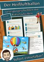Vorschau - Arbeitsblätter - Der Heißluftballon – Lesespurgeschichte mit Rätselaufgaben (Klasse 8) - Deckblatt