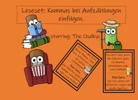 Vorschau - Spiele - Lesespiel: Kommasetzung bei Aufzählungen - Deckblatt