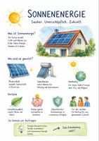 Vorschau - Arbeitsblätter - Lernplakate + AB mit Fragen zum Thema "Sonnenenergie" + Lösungsblatt + Mindmap + Infografik - Deckblatt
