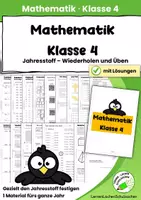 Vorschau - Arbeitsblätter - Mathematik Klasse 4 – Jahresstoff-Übungsmappe mit Lösungen - Deckblatt