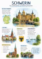 Vorschau - Arbeitsblätter - Lernposter + AB mit Fragen zum Thema "Schwerin" + Lösungsblatt + Mindmap + Infografik - Deckblatt