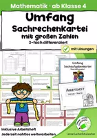 Vorschau - Anderer Materialtyp - Umfang berechnen – 3-fach differenzierte Kartei | Klasse 4 - Deckblatt