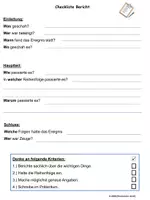 Vorschau - Arbeitsblätter - Checkliste Bericht Arbeitsblatt sachlich berichten - Deckblatt