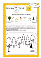 Vorschau - Mal- und Bastelvorlagen - Klaro DaZ und Sachunterricht Rätsel Lies und Male "der Wald" - Deckblatt