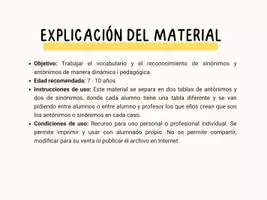 Vista previa - Juegos / Gamificación - BINGO DE ANTONIMOS Y SINONIMOS - página 1