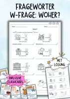 Vorschau - Unterrichtsreihen - Fragewörter / W-Fragen - Woher? - Deckblatt