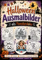 Vorschau - Mal- und Bastelvorlagen - 🎃 Halloween-Ausmalbilder als Fensterdeko 👻 - Deckblatt
