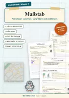 Vorschau - Arbeitsblätter - Maßstab Klasse 5 – vergrößern, verkleinern und berechnen - Deckblatt