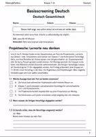 Vorschau - Arbeitsblätter - Basisscreening Deutsch Gesamtcheck Klasse 7–8 - Deckblatt