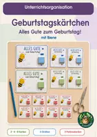 Vorschau - Bildkarten - Materialpaket Geburtstagskärtchen Alles Gute zum Geburtstag 6 verschiedene Tiere - Seite 1
