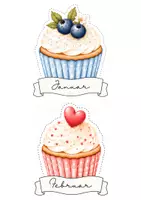 Vorschau - Mal- und Bastelvorlagen - Geburtstagskalender: Muffins zum Beschriften - Seite 1