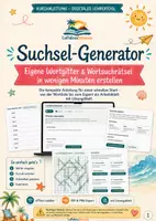 Vorschau - Arbeitsblätter - Suchsel Generator (HTML Tool): Unbegrenzt Wortgitter & Wortsuchrätsel erstellen – alle Fächer & Klassen | mit Lösung | Export als PDF & PNG I Buchstabengitter, Wortsalat & Word Search Tool I Für Deutsch, DaF/DaZ, Englisch, Spanisch, Französisch - Deckblatt